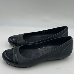 CROCS Womens Size 8 Cap Toe Flat Black Ballet Flats Slip On Shoes